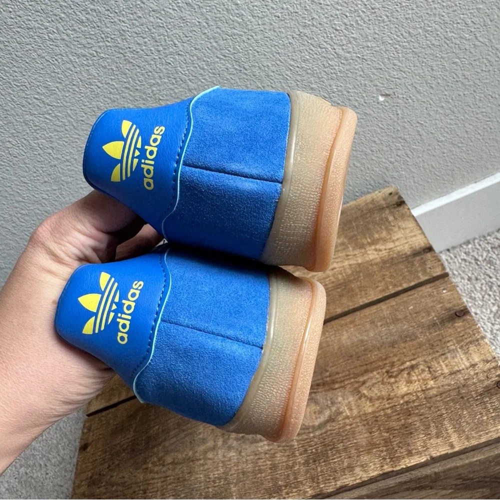 NWT adidas Gazelle Indoor Shoe Blue / Pure Sulfur / Gum Sneaker Mens sz 8.5 - Picture 6 of 8